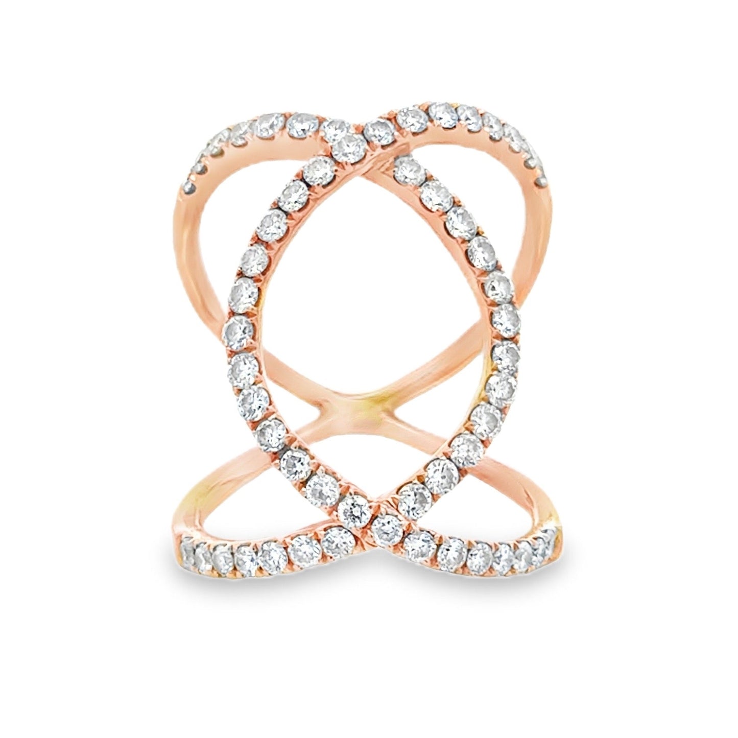 18k Rose Gold 0.82ctw Round Diamond Pavé Cocktail Ring — top-down view