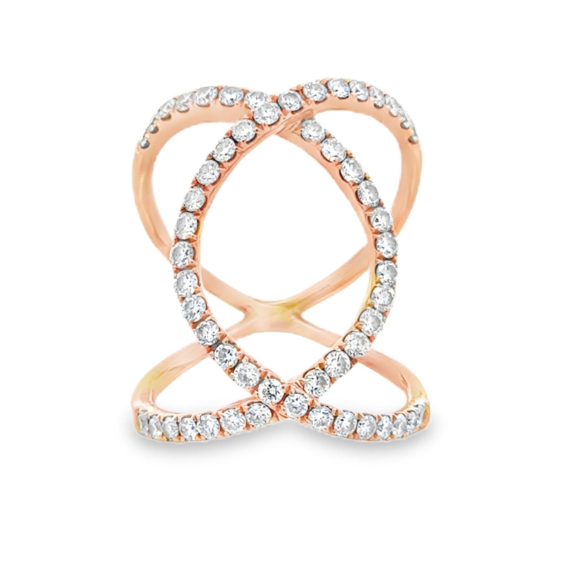 18k Rose Gold 0.82ctw Round Diamond Pavé Cocktail Ring — top-down view