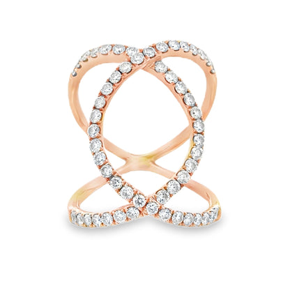 18k Rose Gold 0.82ctw Round Diamond Pavé Cocktail Ring — top-down view