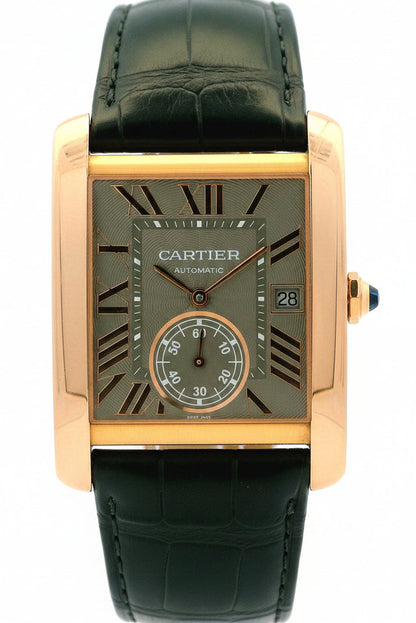 Cartier Tank 3590 18k Rose Gold 35x44mm Silver Dial Watch — front view