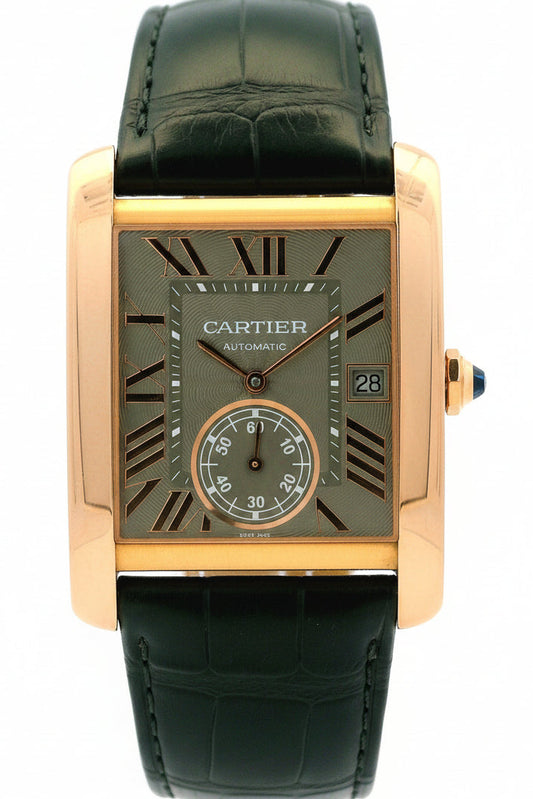 Cartier Tank 3590 18k Rose Gold 35x44mm Silver Dial Watch — front view