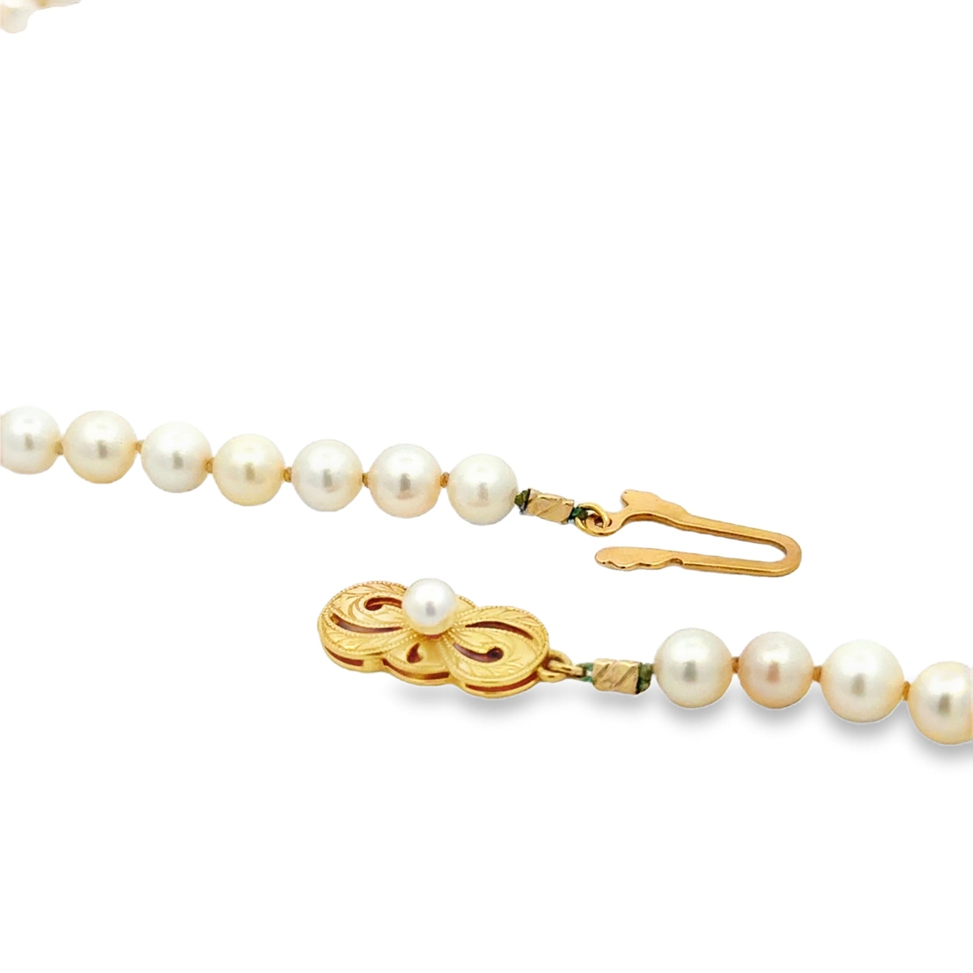 Mikimoto 18k Yellow Gold Akoya Pearl Strand Necklace 16" — front view
