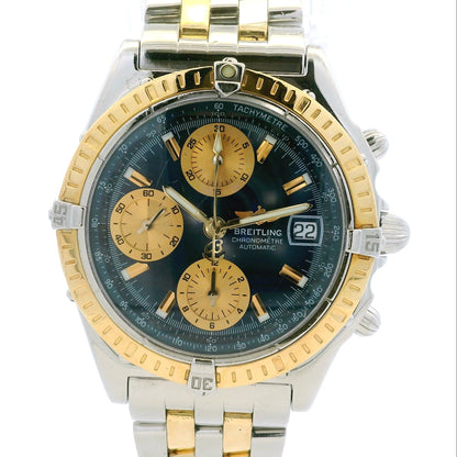 Breitling D13352 Chronomat 39mm Blue Dial Two-Tone Watch — front view
