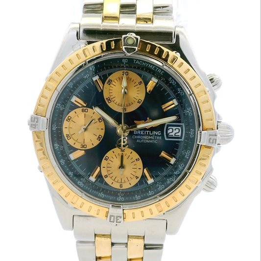Breitling D13352 Chronomat 39mm Blue Dial Two-Tone Watch — front view