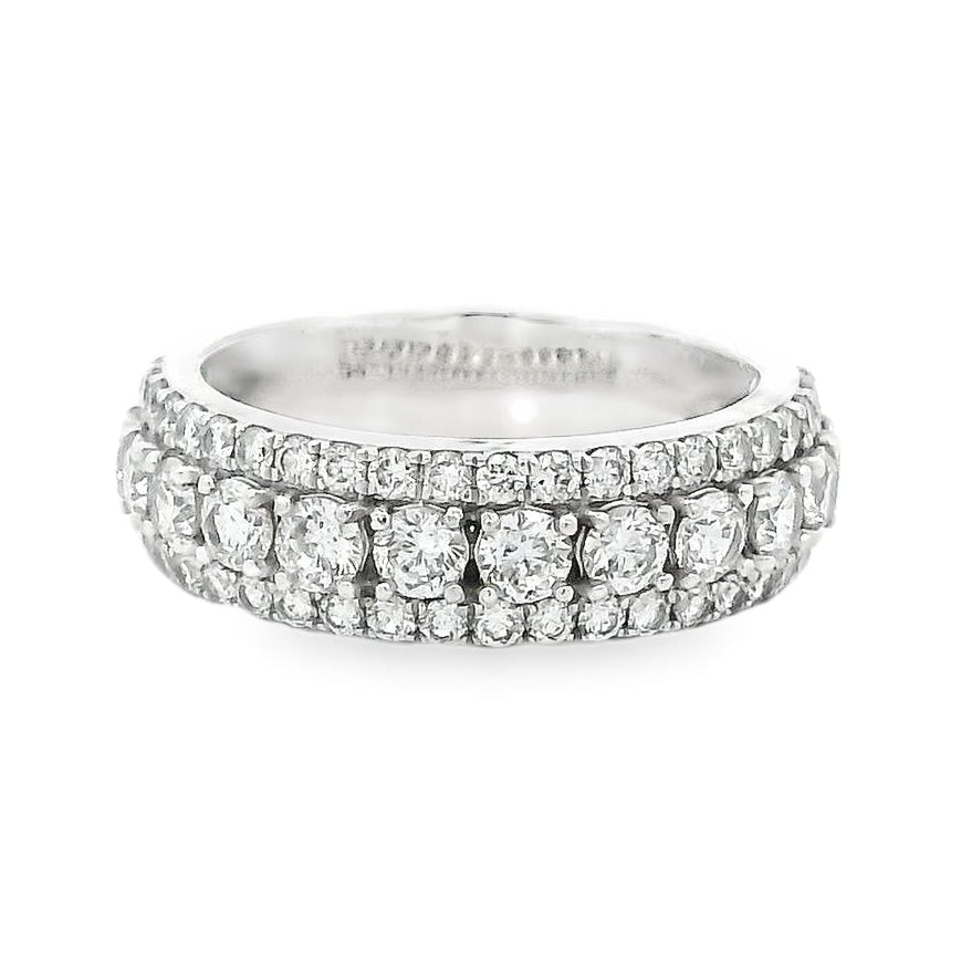 14k White Gold 1.79ctw Round Brilliant Lab Diamond Three-Row Halfway Band Ring — top-down view