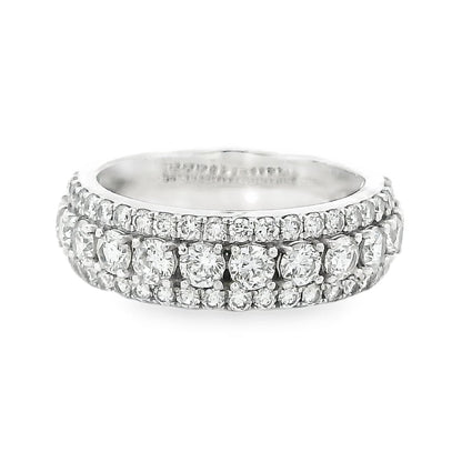 14k White Gold 1.79ctw Round Brilliant Lab Diamond Three-Row Halfway Band Ring — top-down view