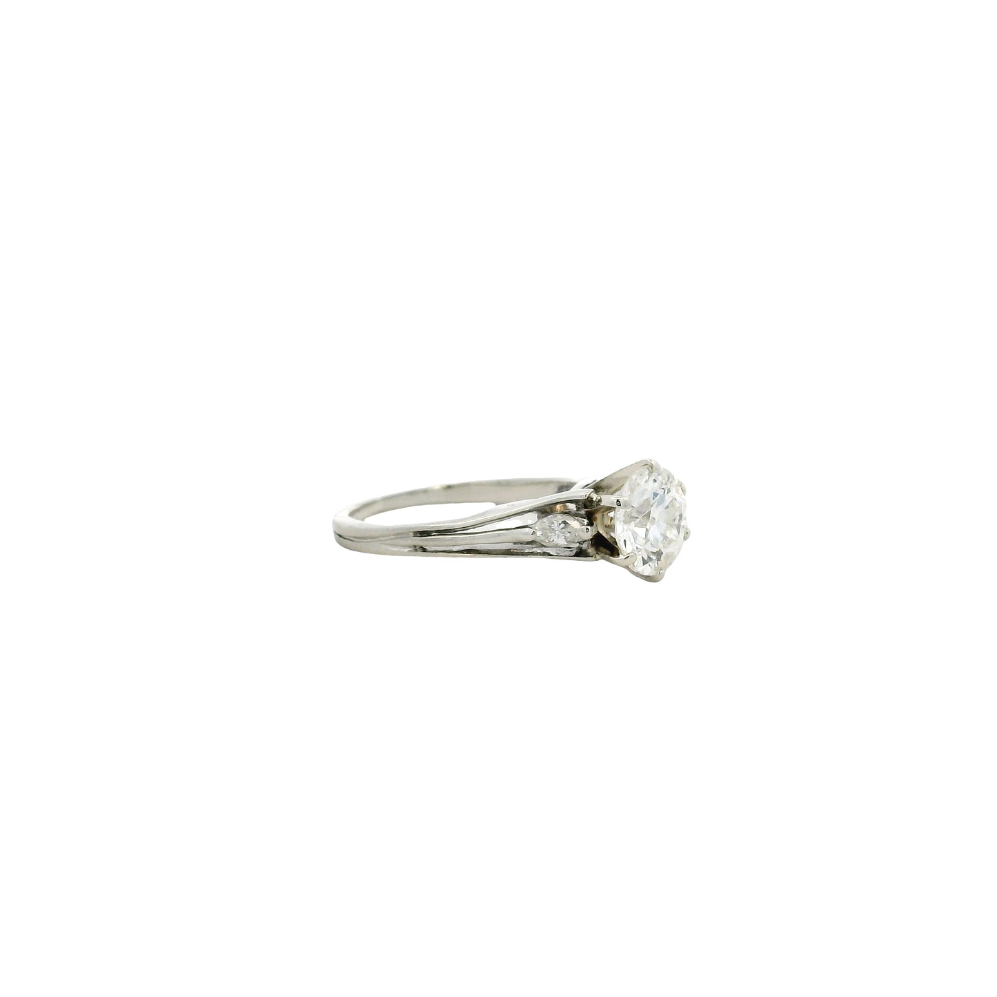 14k White Gold 1.3ct Round Brilliant Diamond Engagement Ring — top-down view