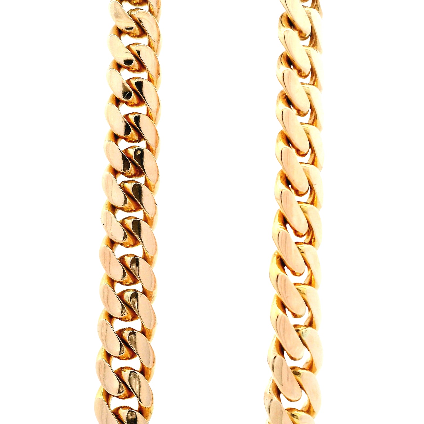 14k Rose Gold 10mm Cuban Link Chain Necklace 26" — front view
