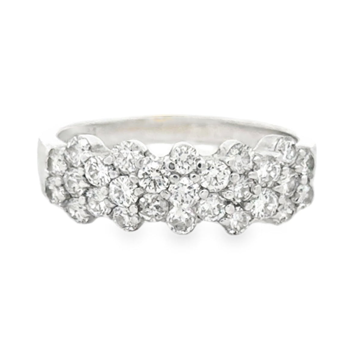 14k White Gold 2ctw Round Diamond Cluster Pavé Cocktail Ring — top-down view