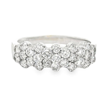 14k White Gold 2ctw Round Diamond Cluster Pavé Cocktail Ring — top-down view