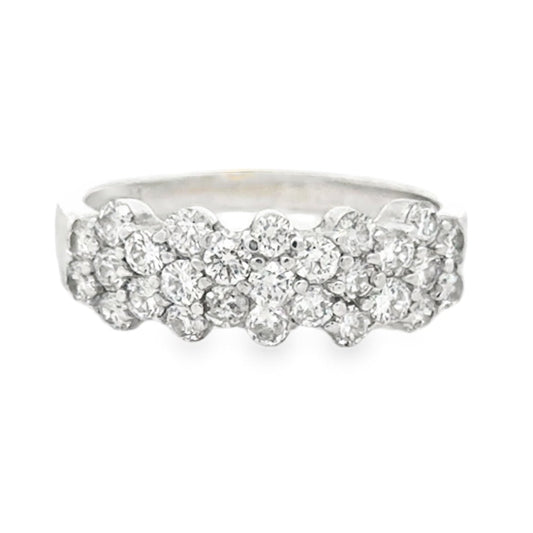 14k White Gold 2ctw Round Diamond Cluster Pavé Cocktail Ring — top-down view