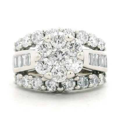 14k White Gold 2.0ctw Round and Baguette Diamond Engagement Ring Set — top-down view
