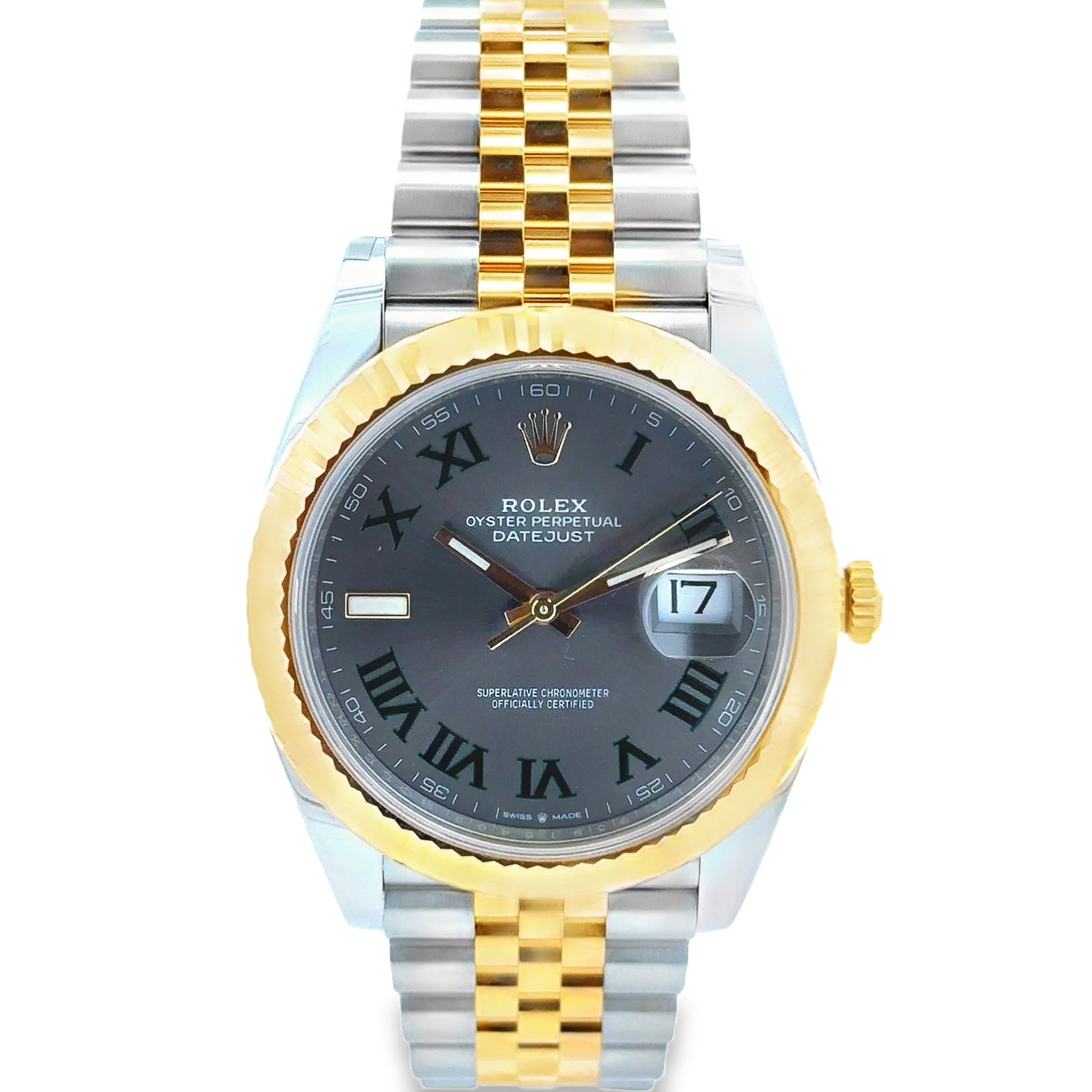 Rolex 126333 Datejust 41mm Wimbledon Dial Two-Tone Jubilee Watch — front view