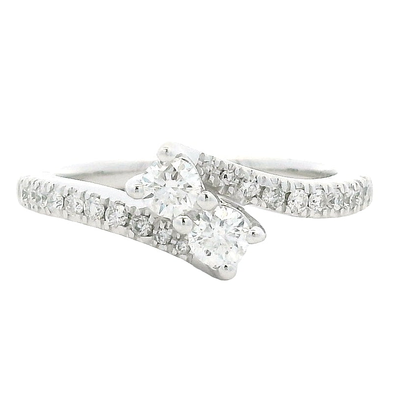 14k White Gold 0.80ctw Round Brilliant Diamond Ever Us Bypass Ring — top-down view