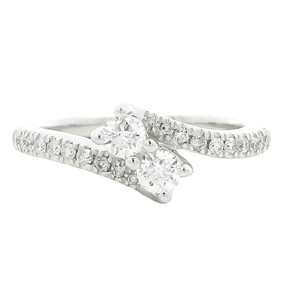 14k White Gold 0.80ctw Round Brilliant Diamond Ever Us Bypass Ring — top-down view