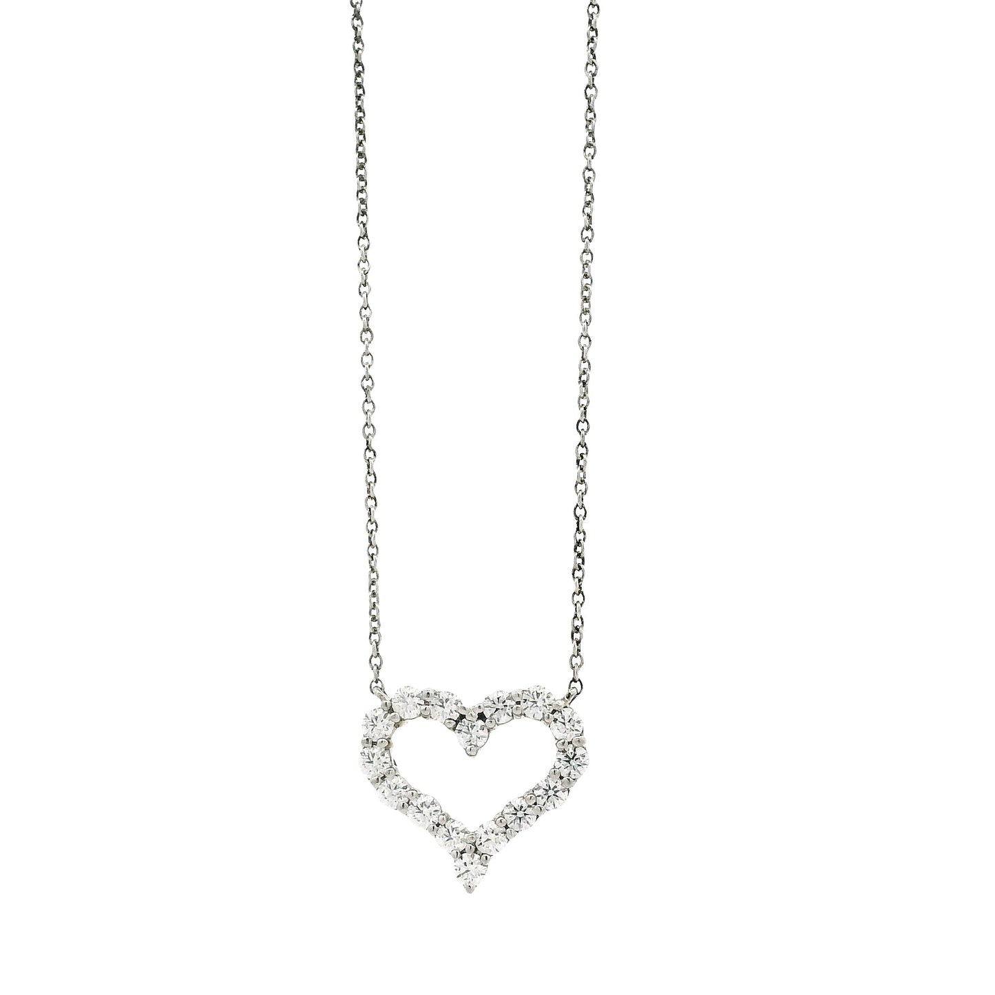 Tiffany & Co. Platinum 0.54ctw Round Brilliant Diamond Open Heart Pendant Necklace 16" — front view