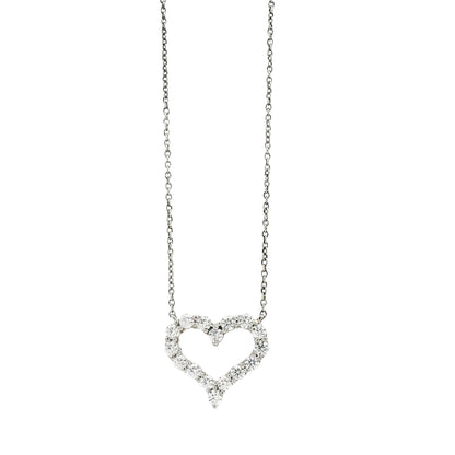 Tiffany & Co. Platinum 0.54ctw Round Brilliant Diamond Open Heart Pendant Necklace 16" — front view