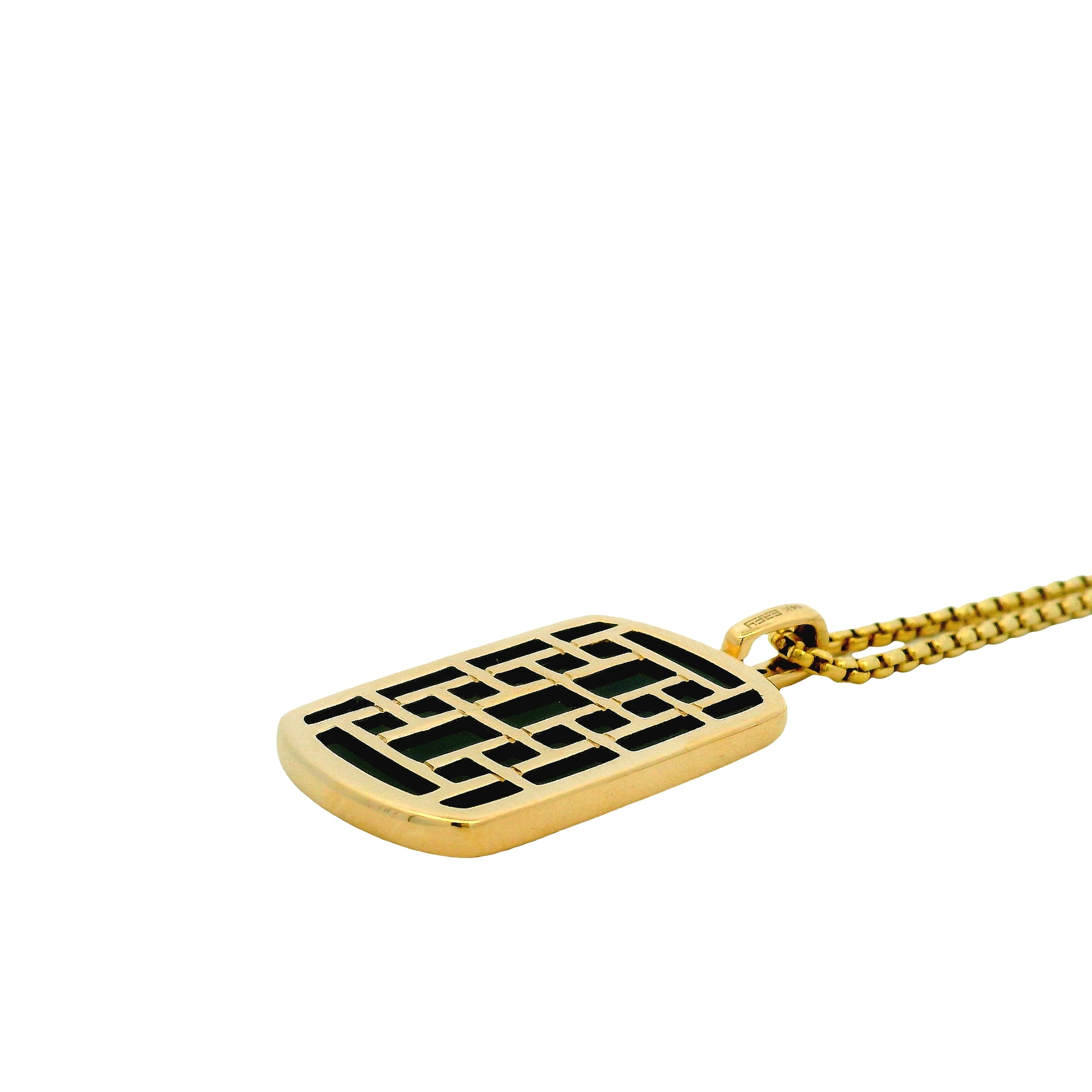 Effy 14k Yellow Gold Black Onyx & Diamond Dog Tag Pendant Necklace — top-down view