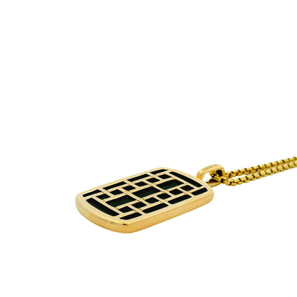 Effy 14k Yellow Gold Black Onyx & Diamond Dog Tag Pendant Necklace — top-down view