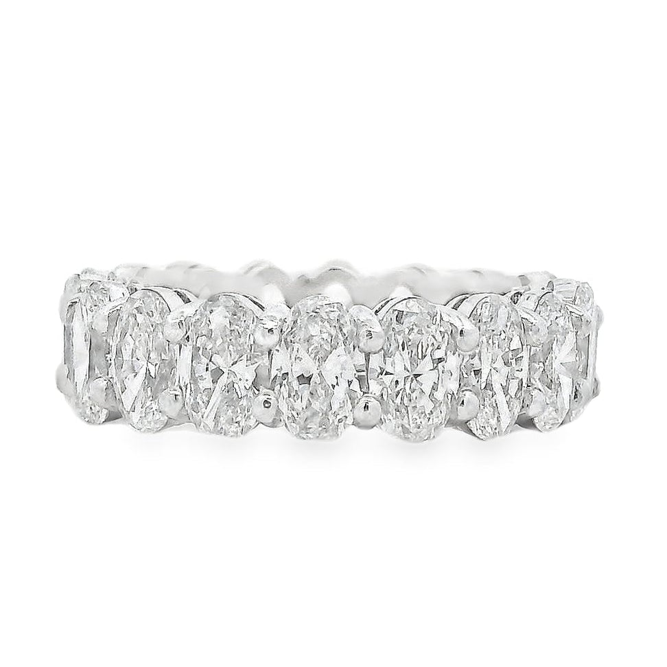 Platinum 5.66ctw Oval Cut Diamond Eternity Band Ring — top-down view