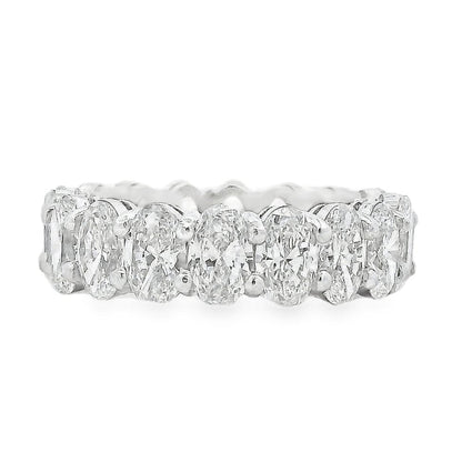 Platinum 5.66ctw Oval Cut Diamond Eternity Band Ring — top-down view