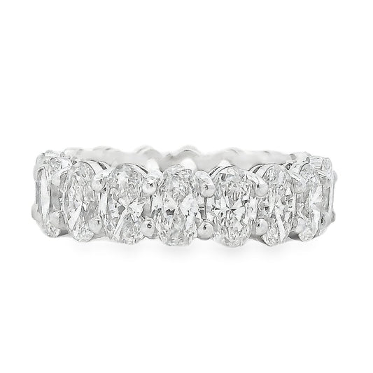 Platinum 5.66ctw Oval Cut Diamond Eternity Band Ring — top-down view