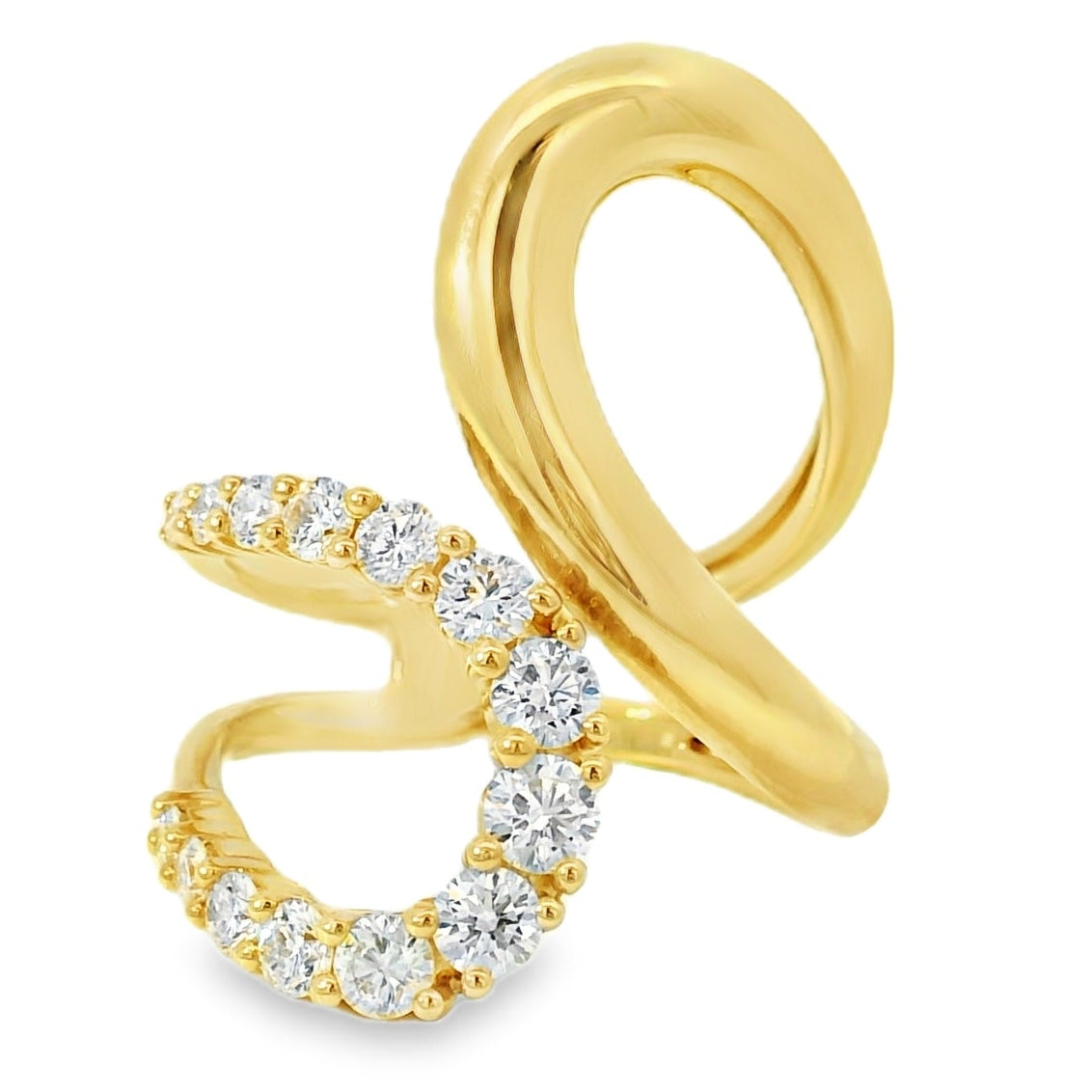 14k Yellow Gold 0.80ctw Round Brilliant Diamond Double Crossover Ring — top-down view
