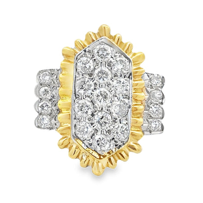 14k Two-Tone Gold 0.51ctw Round Brilliant Diamond Cluster Ring — top-down view