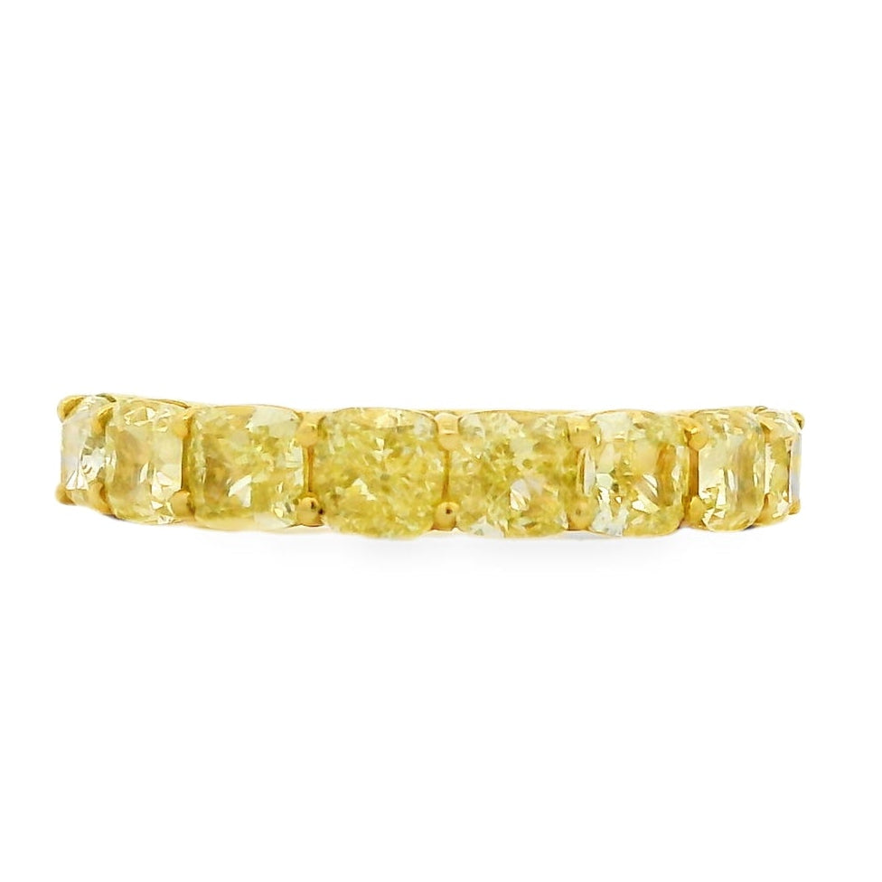 18k Yellow Gold 2.80ctw Cushion Cut Diamond Half Eternity Band Ring — top-down view