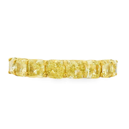 18k Yellow Gold 2.80ctw Cushion Cut Diamond Half Eternity Band Ring — top-down view