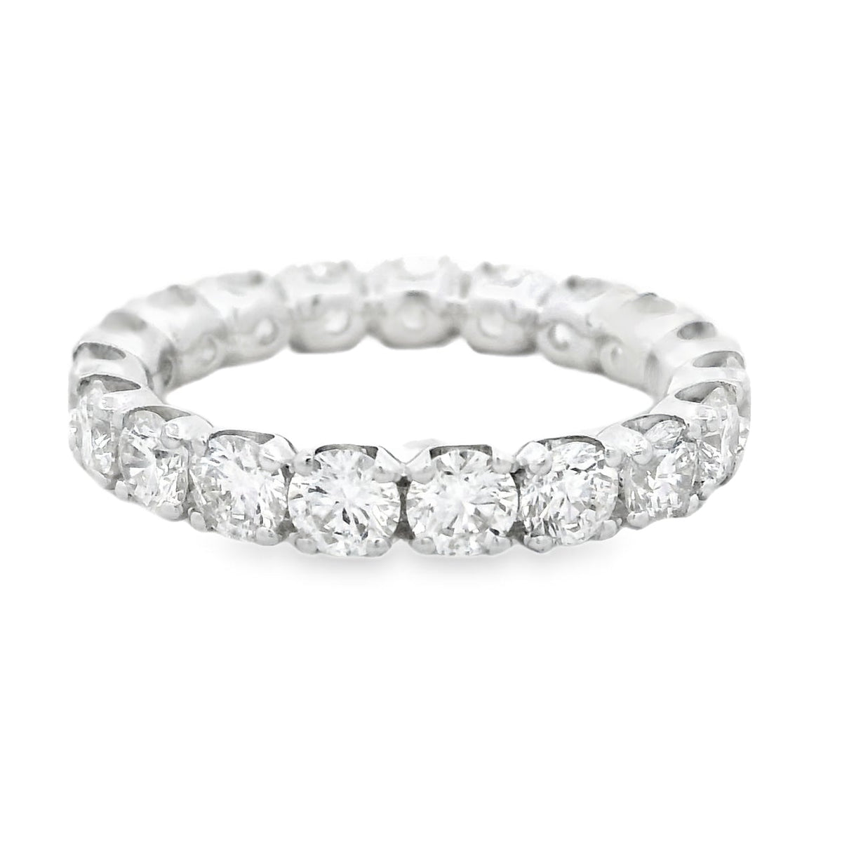 18k White Gold 3.04ctw Round Brilliant Diamond Eternity Band Ring — top-down view