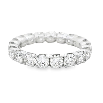 18k White Gold 3.04ctw Round Brilliant Diamond Eternity Band Ring — top-down view