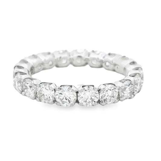 18k White Gold 3.04ctw Round Brilliant Diamond Eternity Band Ring — top-down view