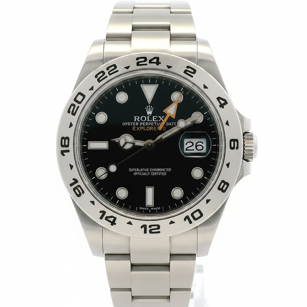 Rolex 216570 Explorer II 42mm Black Dial Stainless Steel Watch — front view