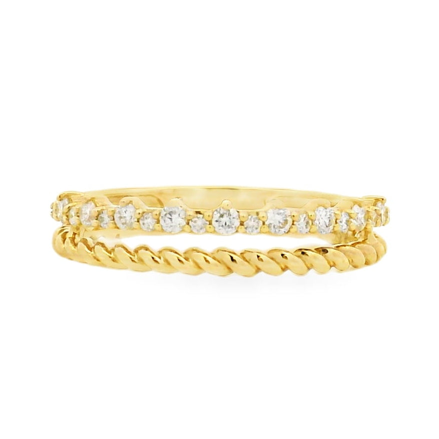14k Yellow Gold 0.22ctw Round Brilliant Diamond Split Band Ring — top-down view