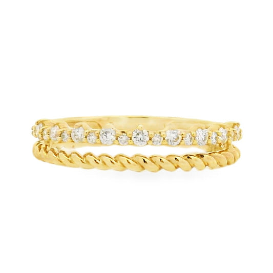 14k Yellow Gold 0.22ctw Round Brilliant Diamond Split Band Ring — top-down view