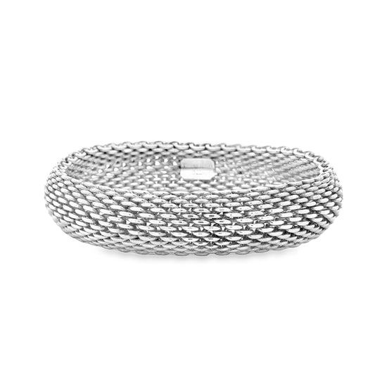 Tiffany & Co. Sterling Silver Somerset Mesh Bracelet 7.5" — front view, clasp closed