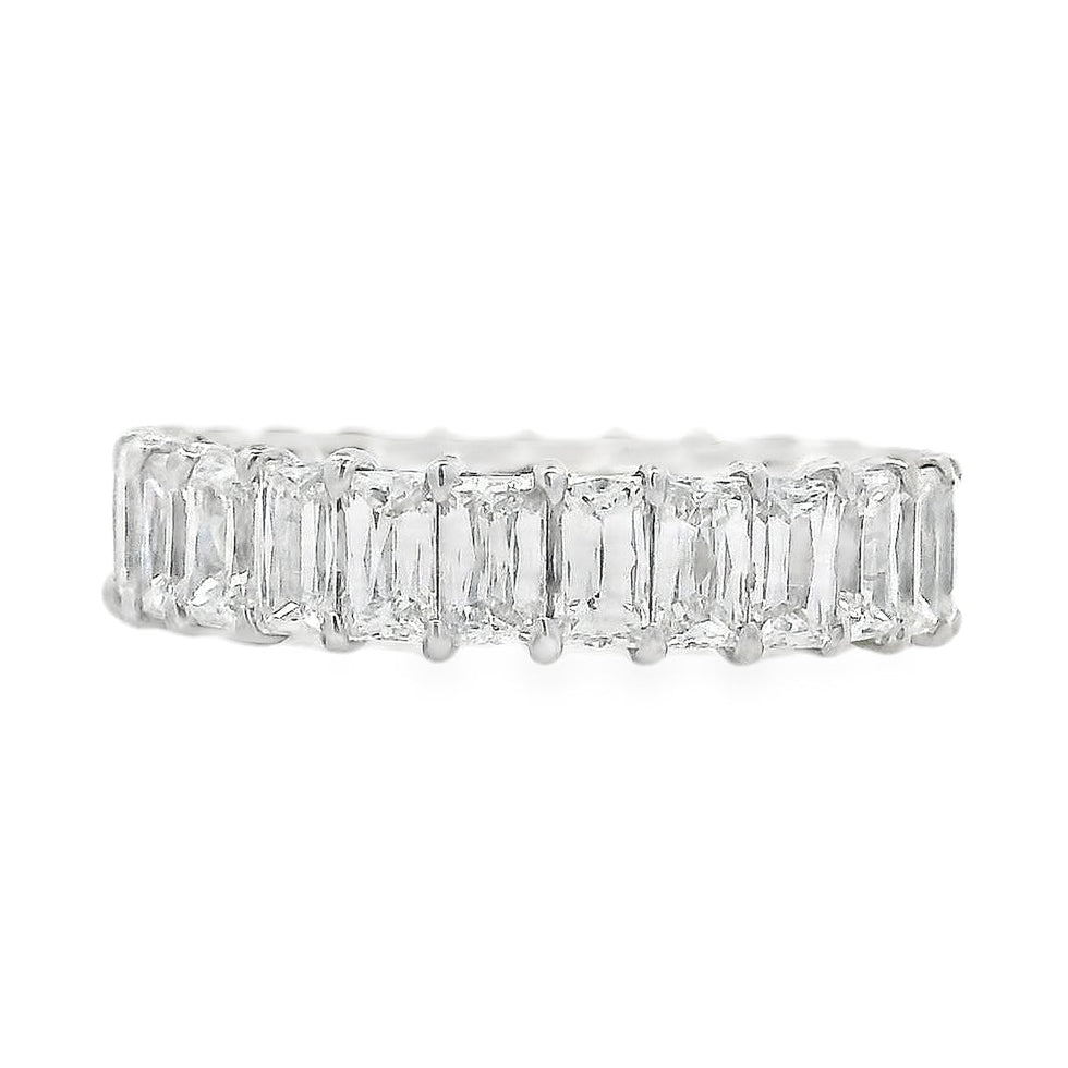 18k White Gold 4.35ctw Triple Cut Diamond Eternity Band Ring — top-down view