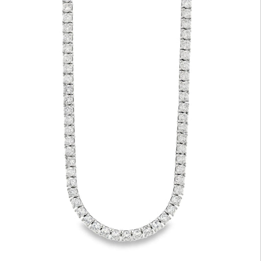 14k White Gold 11.00ctw Round Brilliant Diamond Tennis Necklace 16" — front view