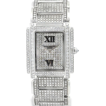 Patek Philippe 4910/10A Twenty~4 Aftermarket Diamond Pavé Watch — front view