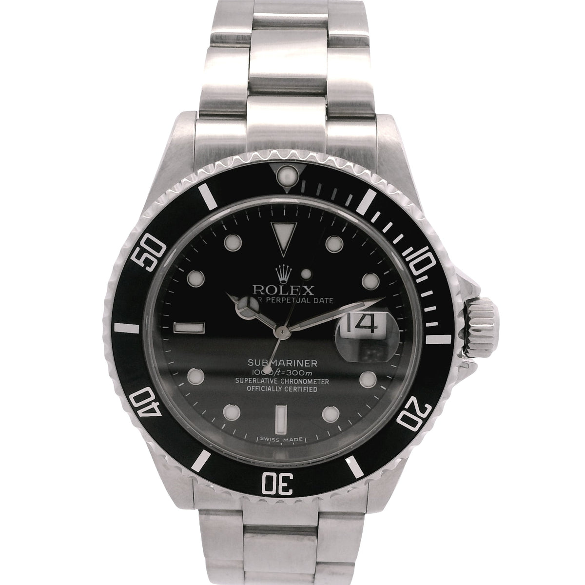 Rolex 16610 Submariner 40mm Black Dial Stainless Steel Watch — front view