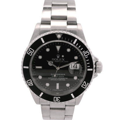 Rolex 16610 Submariner 40mm Black Dial Stainless Steel Watch — front view