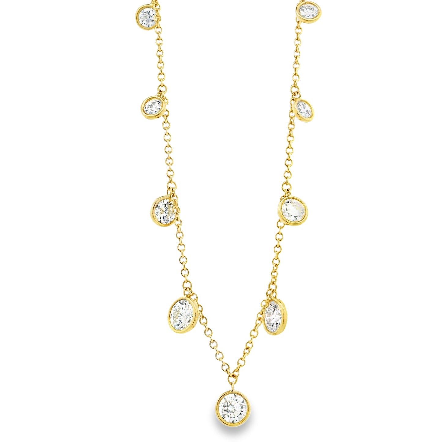 18k Yellow Gold 3.54ctw Round Brilliant Diamond By The Yard Choker Necklace 16" — front view