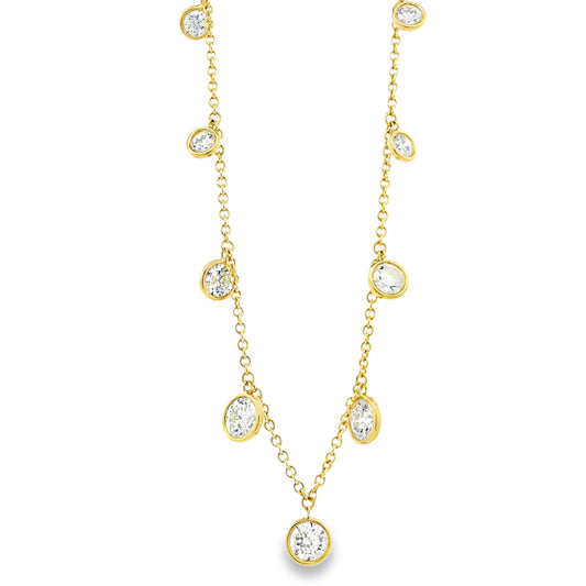 18k Yellow Gold 3.54ctw Round Brilliant Diamond By The Yard Choker Necklace 16" — front view