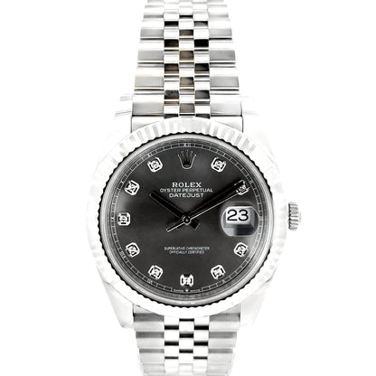 Rolex 126334 Datejust 41mm Diamond Slate Dial Two-Tone Jubilee Watch — front view