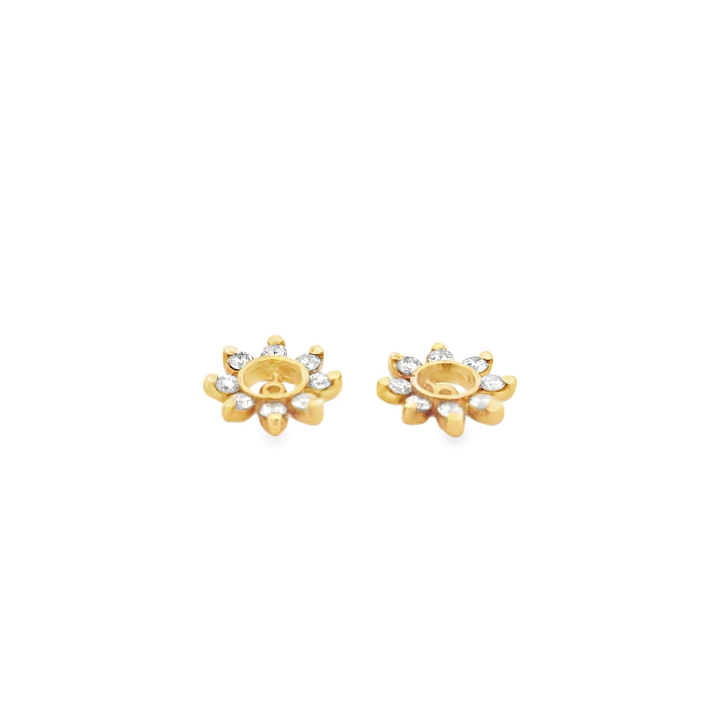 14k Yellow Gold Diamond Cluster Earring Jackets — front view, pair shown