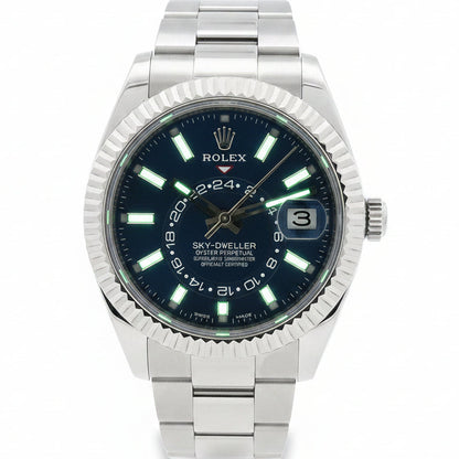 Rolex 326934 Sky-Dweller 42mm Blue Dial Stainless Steel Watch — front view
