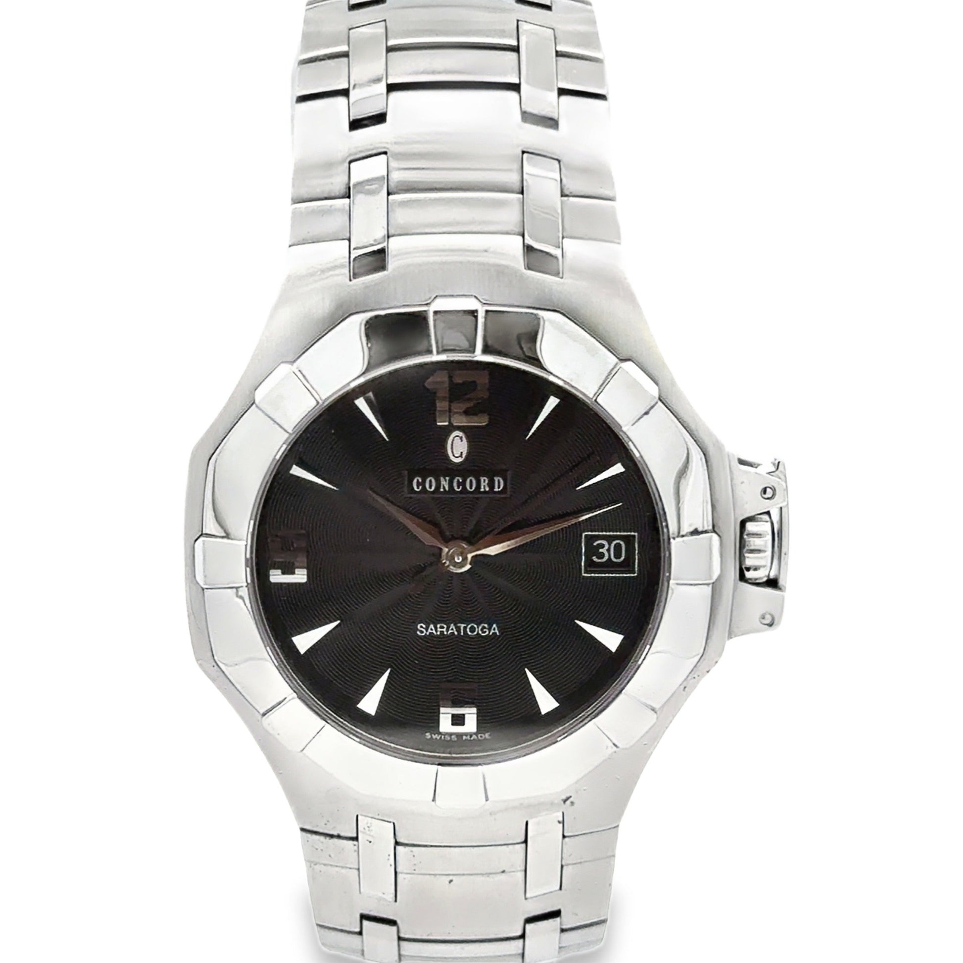 Concord Saratoga 37mm Black Dial Stainless Steel Watch — front view