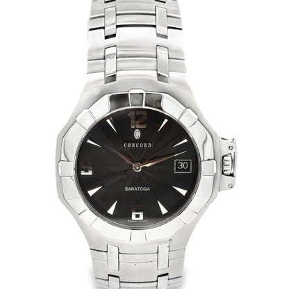 Concord Saratoga 37mm Black Dial Stainless Steel Watch — front view