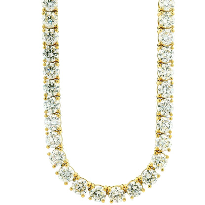 14k Yellow Gold 41.15ctw Round Brilliant Diamond Tennis Necklace 17" — front view
